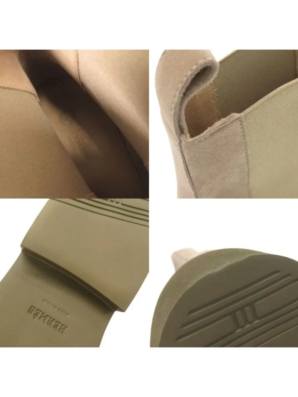 Hermes Ebony Suede 43.5 Beige Side Gore Short Boots